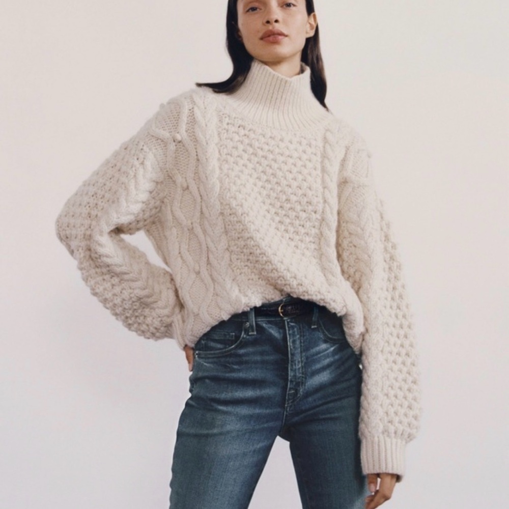 Nili Lotan Ivory cream Hawthorn Sweater pullover Mockneck